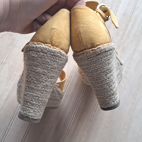 a.n.a Mustard Suede Wedge Sandals - Picture 3 of 9